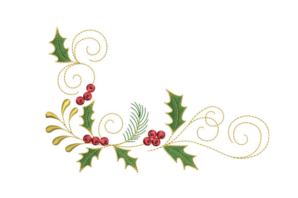 Christmas Ornament with Holly and Pine