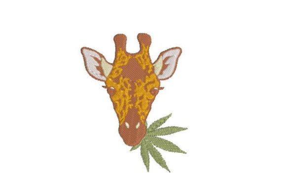 Giraffe with Marijuana Leaf