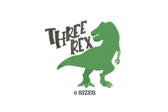 Three Rex Embroidery Design