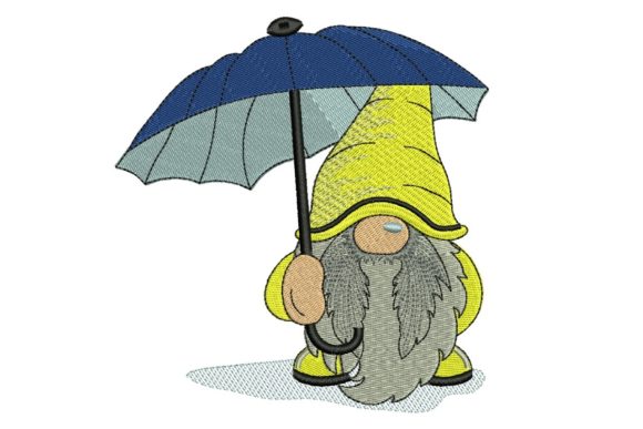 Umbrella Rain Gnome: A Seasonal Embroidery Gem